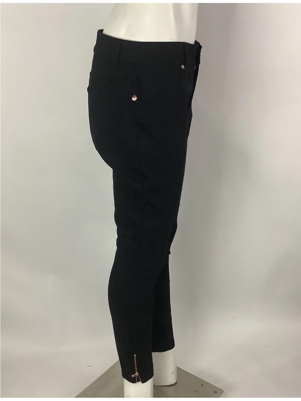 Ted Baker Sz 4 Large Skinny Pull On Zip Ankle Business Casual Pants Black - Picture 2 of 5